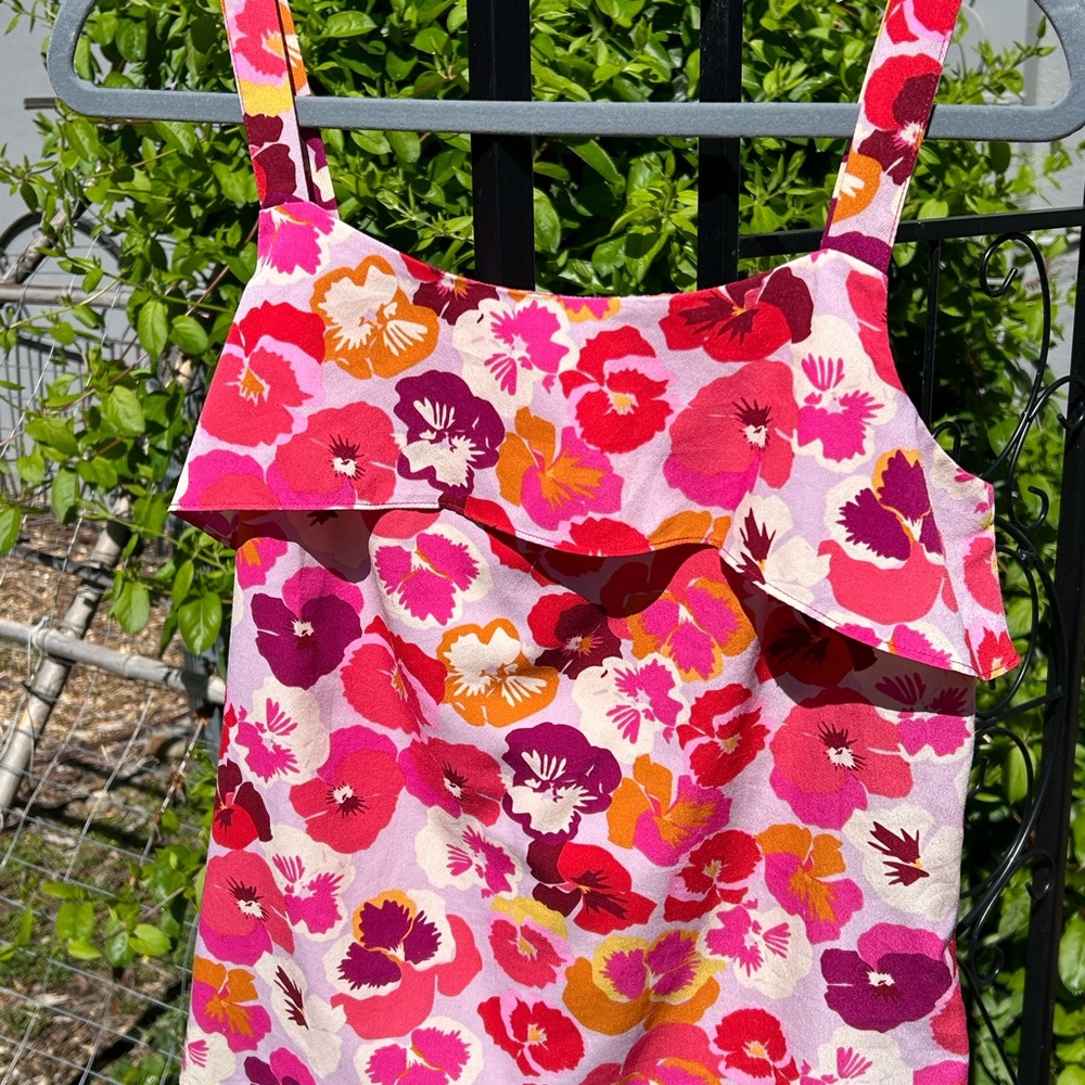 Cabi Small Floral Sleeveless Top in Pink and Orange